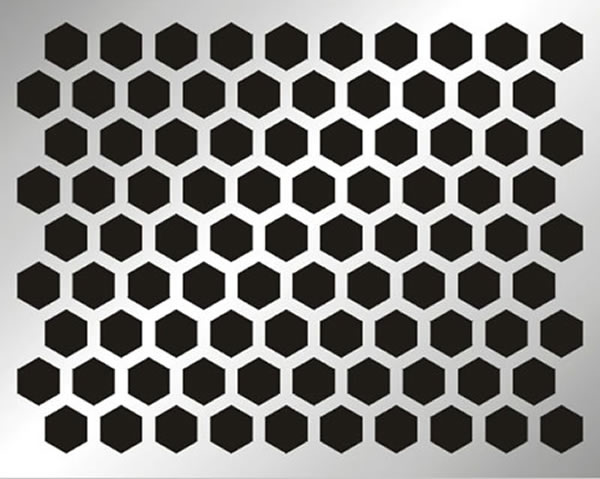 Sheet metal mesh with decorative hexagonal hole